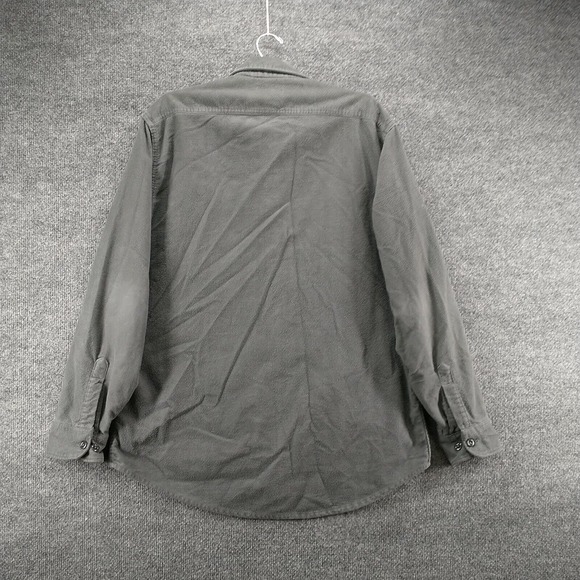 Fieldmaster Men's Flannel Button-Up Shirt Gray Large Long Sleeve Chest Pockets - Picture 5 of 15